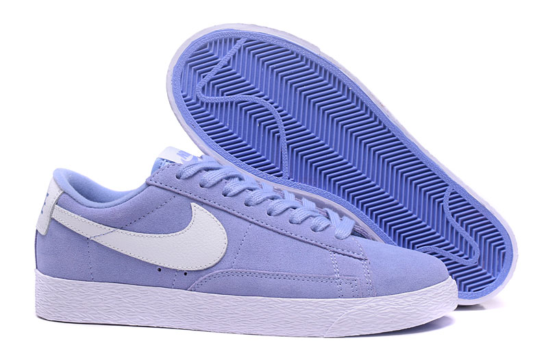 New Women Nike Blazer Low Sky Blue White - Click Image to Close